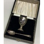 A good boxed silver christening set. Birmingham. E