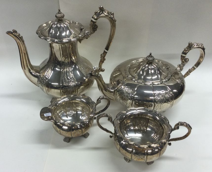 A good quality Edwardian silver four piece tea and - Image 2 of 4