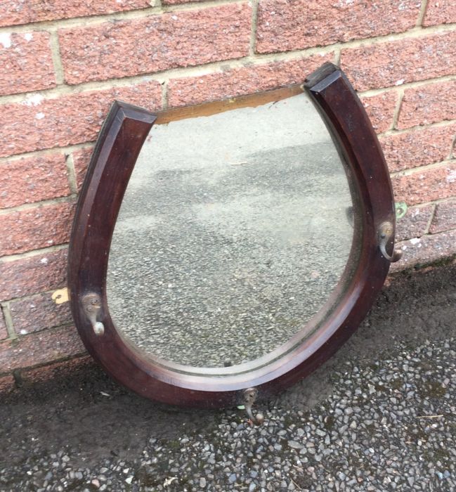 An oak framed mirror in the form of a horseshoe. E - Image 3 of 3