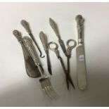 A collection of chased silver scissors, manicure i
