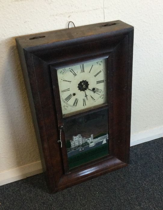 A Continental mahogany framed wall clock. Est. £20 - Image 3 of 3