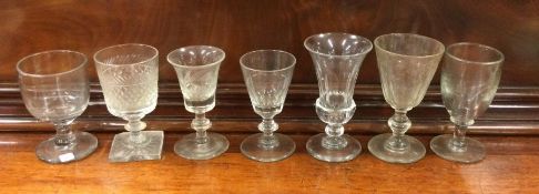 A collection of Antique etched and other drinking