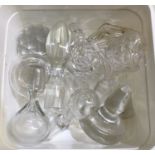 A box containing numerous decanter stoppers. Est.
