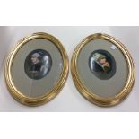 A good pair of oval Continental panels with gilt f