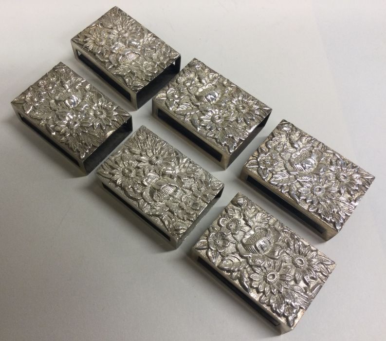 A good set of six embossed silver match holders pr - Image 4 of 4