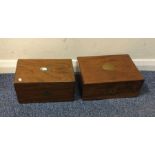 A hinged top mahogany box together with one other.