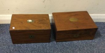 A hinged top mahogany box together with one other.