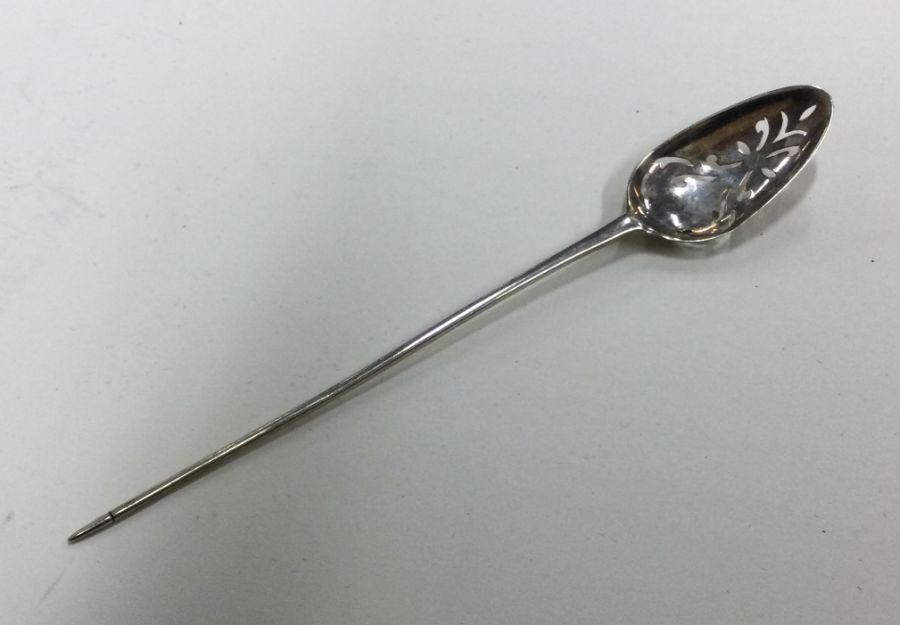 A good Georgian silver tapering mote spoon with pi - Image 2 of 4