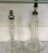 Two cut glass table lamps. Est. £30 - £50.