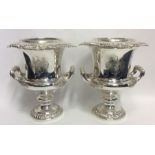 A rare pair of magnificent silver wine coolers, th