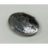 A good Georgian silver oval snuff box with MOP dec