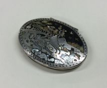 A good Georgian silver oval snuff box with MOP dec