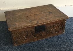 An old Georgian carved bible box. Est. £50 - £80.