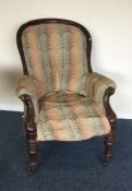 A Georgian mahogany spoon back chair on turned sup