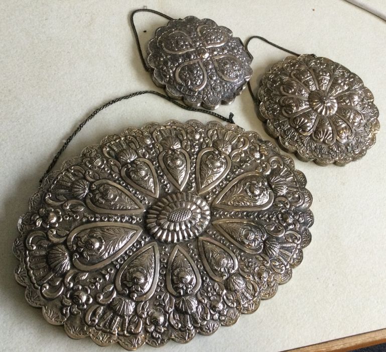 A good set of three Turkish silver mirrors decorate - Image 2 of 2