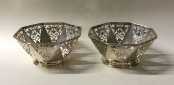 A pair of Edwardian silver shaped bonbon dishes wi