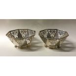 A pair of Edwardian silver shaped bonbon dishes wi