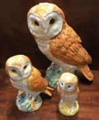Three Beswick figures of owls of tapering forms. E