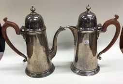 An Edwardian silver tapering coffee pot together w