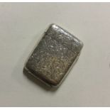 A large engraved hinged top silver vesta case. Bir