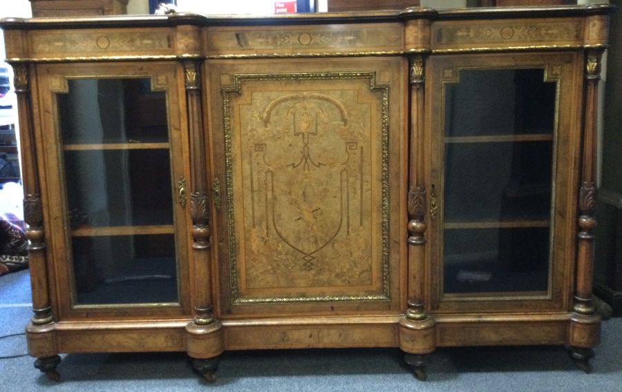 A good Victorian inlaid credenza with brass mounte - Image 2 of 6