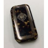 A gold inlaid and tortoiseshell hinged purse with