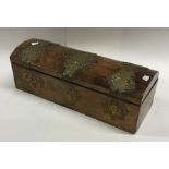 A brass mounted and dome top box. Est. £30 - £40.