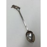 A Chinese silver spoon decorated with a bird. Appr