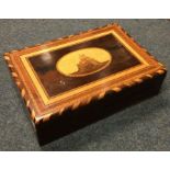 A Continental inlaid sewing box with fitted interi