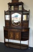 An attractive Victorian rosewood inlaid mirror bac
