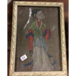 An Antique Chinese framed and glazed picture of a