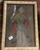 An Antique Chinese framed and glazed picture of a