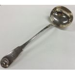 A heavy silver fiddle pattern soup ladle. By AW. A