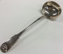 A heavy silver fiddle pattern soup ladle. By AW. A