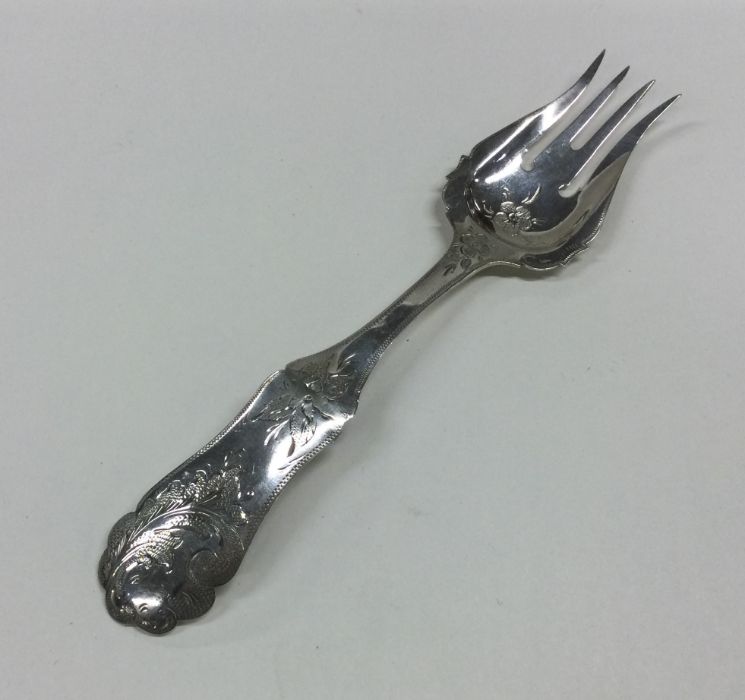 A Dutch silver engraved fork. Approx. 17 grams. Es