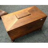 A Georgian rosewood sarcophagus shaped tea caddy w