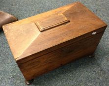 A Georgian rosewood sarcophagus shaped tea caddy w