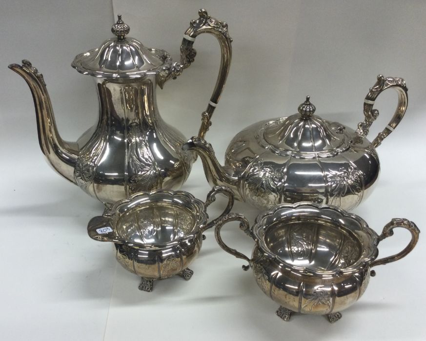 A good quality Edwardian silver four piece tea and - Image 3 of 4