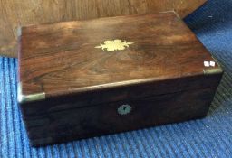 A good rosewood and brass mounted writing box with