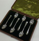A cased set of six silver OE pattern coffee spoons