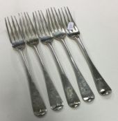 A matched set of six Georgian OE pattern silver de