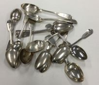 A heavy collection of fiddle pattern silver teaspo