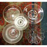 A group of three glass centrepiece bowls, together