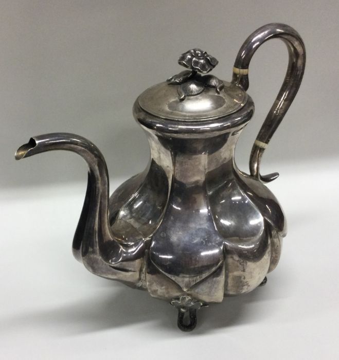 A rare Russian silver coffee pot of panelled desig - Image 2 of 6