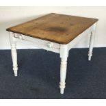 A painted pine single drawer table. Est. £30 - £50