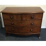 A good mahogany bow front four drawer chest on spl
