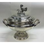 A fine quality George IV silver soup tureen and co