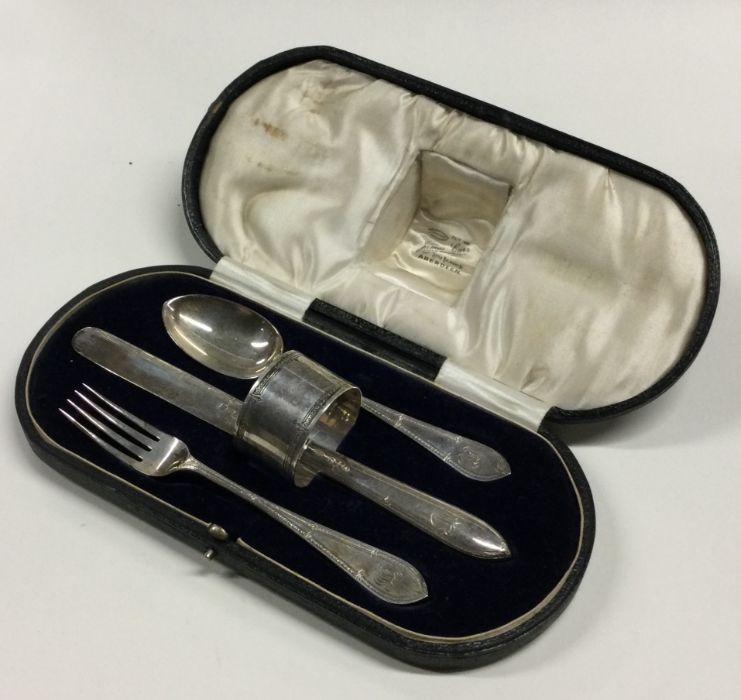 A heavy cased silver three piece christening set. - Image 3 of 4