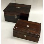 A hinged top rosewood caddy together with one othe