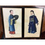 A pair of Chinese framed and glazed pictures of Or